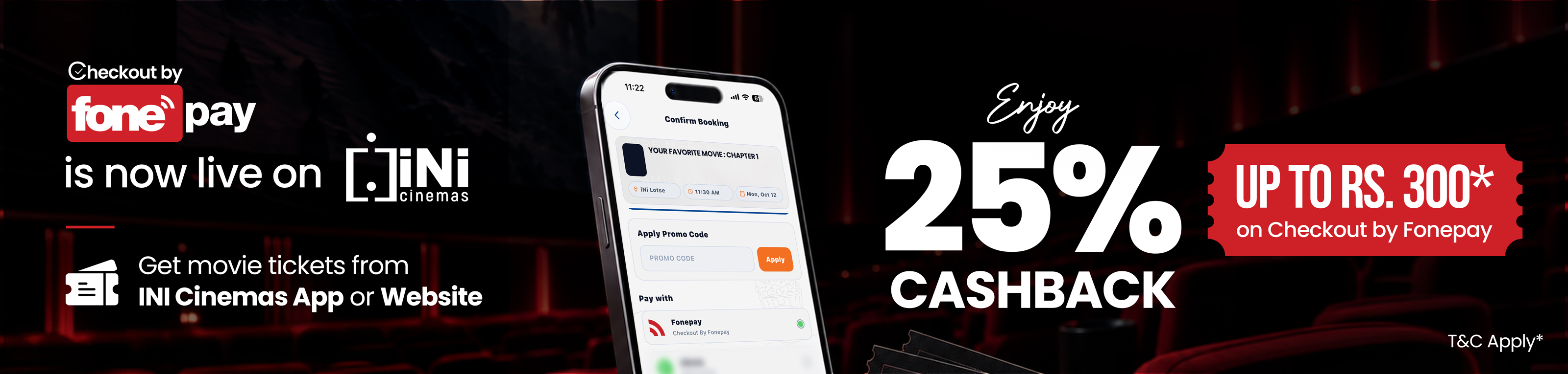 Checkout by Fonepay Is Now Live on INI Cinemas! Exciting Cashback awaits - Banner Image